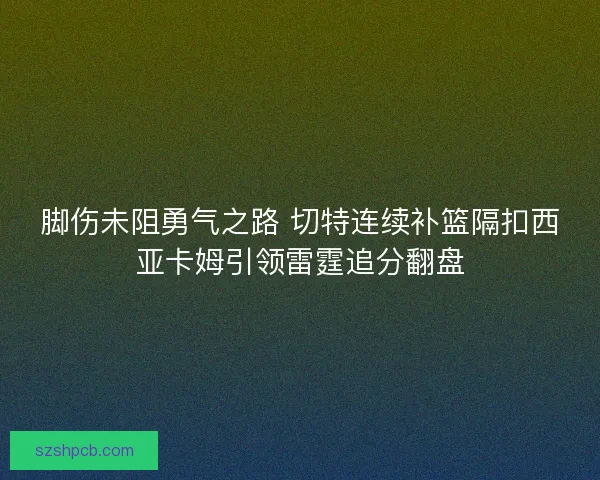 脚伤未阻勇气之路 切特连续补篮隔扣西亚卡姆引领雷霆追分翻盘