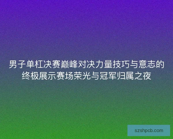 男子单杠决赛巅峰对决力量技巧与意志的终极展示赛场荣光与冠军归属之夜