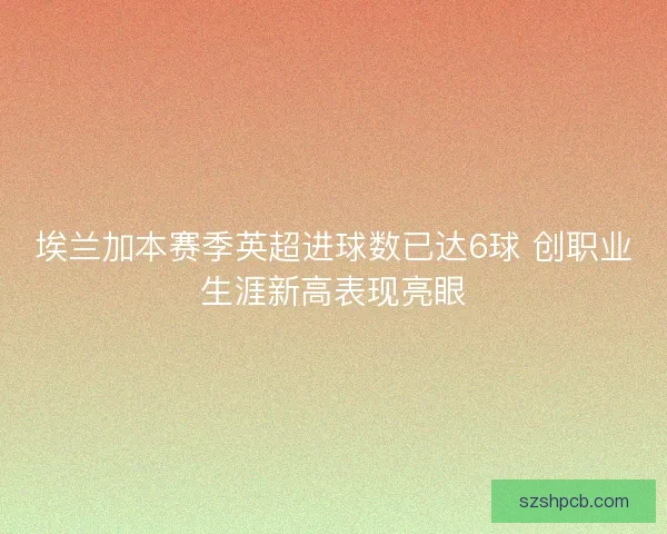 埃兰加本赛季英超进球数已达6球 创职业生涯新高表现亮眼
